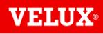 Logo de la marque VELUX en lettres majuscules blanches sur un fond rouge vif, avec le symbole de marque déposée ® après le X.