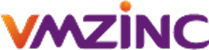 Logo VMZINC aux couleurs vives : V en dégradé orange, et "MZINC" en violet avec un point orange au-dessus du I.